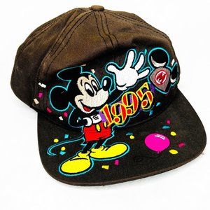 Vintage 1995 Disneyland Mickey Embroidered Graphic Snap Back The Happiest New Ye